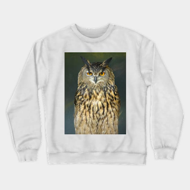 European Eagle Owl Crewneck Sweatshirt by Chris Petty